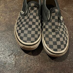 Vans Kids Black and Gray Checkered Slip-On Sneakers